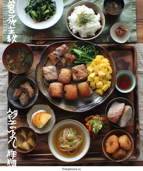 A delicious Japanese meal with various dishes