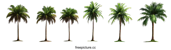 [Transparent Background PNG]Collection of Tropical Palm Trees Isolated on White Background