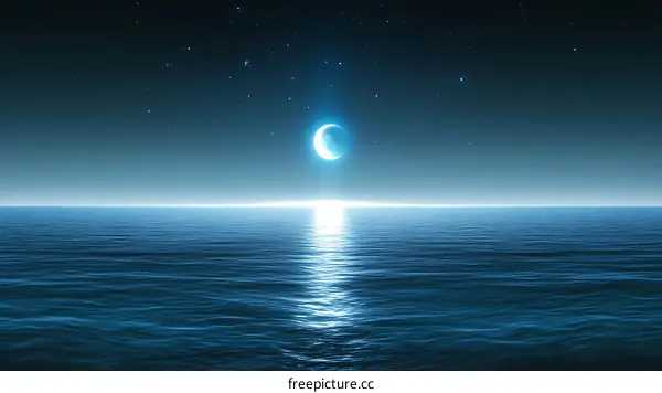 Tranquil Moonlight Ocean Scenery