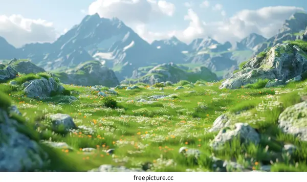 Stunning Alpine Meadow with Majestic Mountains