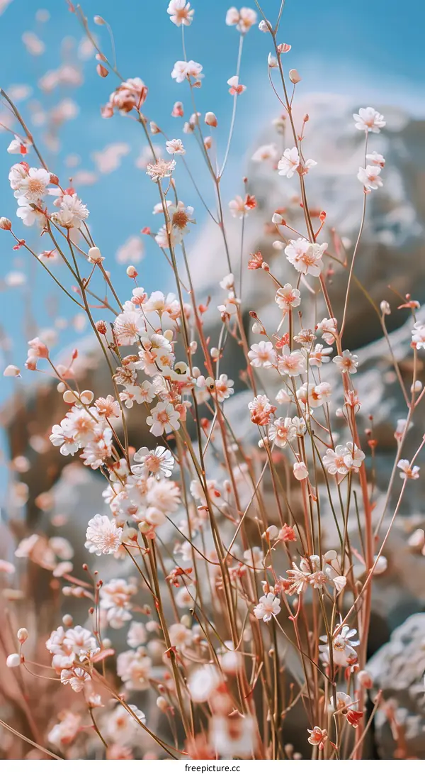 Delicate White Flowers Blooming in the Sun
