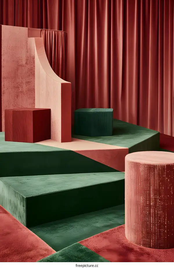 Green and Red Geometric Shapes Abstract Background