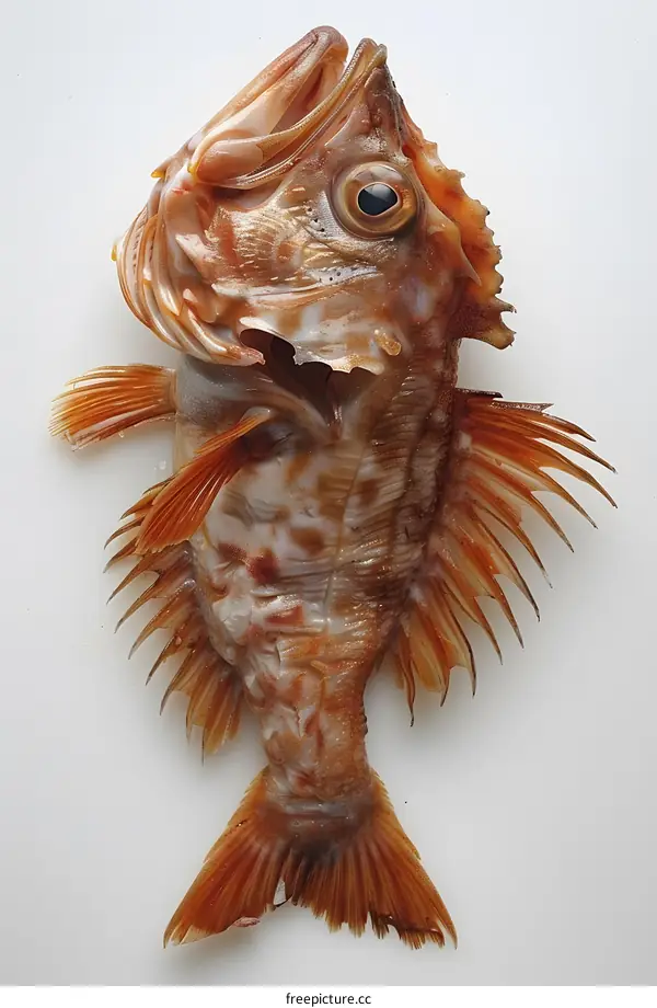 Preserved Fish Specimen on White Background