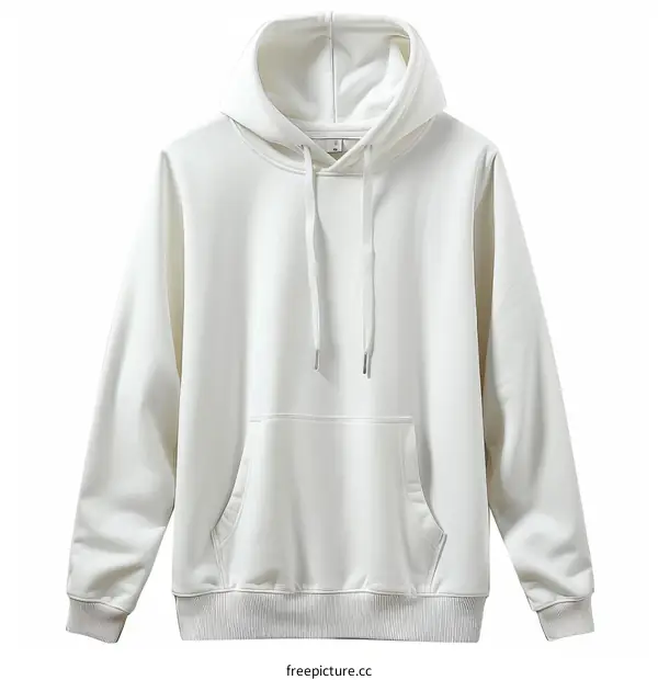 A white plain hoodie sweatshirt model with a hood and a front pocket