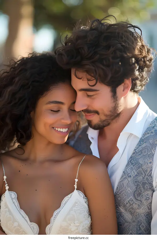 Close Up Portrait of Couple in Love Looking at Each Other