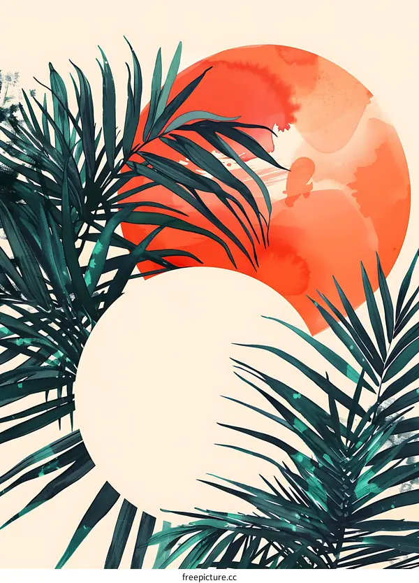 Tropical Leaves Abstract Art Watercolor