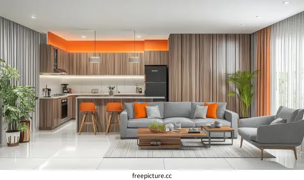 Modern Open-plan Kitchen and Living Area Design