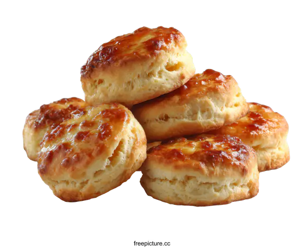 [Transparent Background PNG]Delicious Stacked Biscuits with Golden Crust
