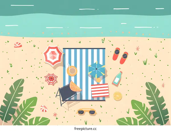 Beach Top View Summer Illustration