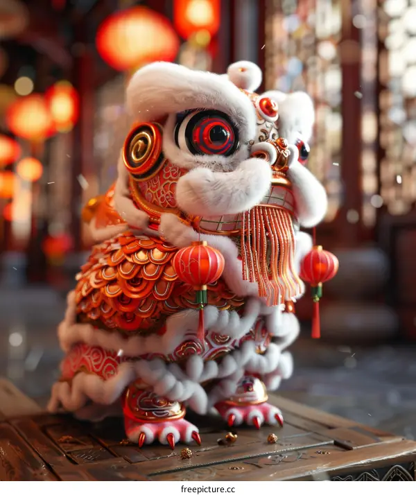 Traditional Chinese Lion Dance Festivity Decoration Lantern Parade