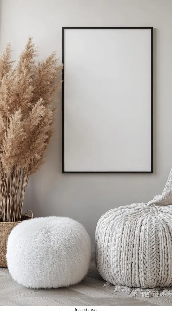 Modern Minimalist Interior Design Mockup with Empty Frame