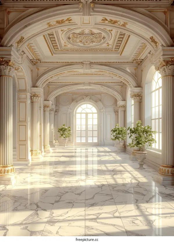 Elegant Palace Interior Hallway Design