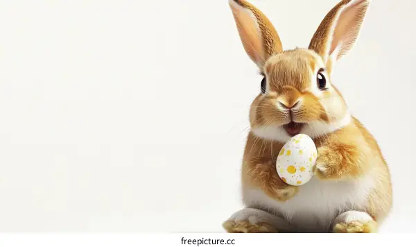 Adorable Easter Bunny Holding an Egg