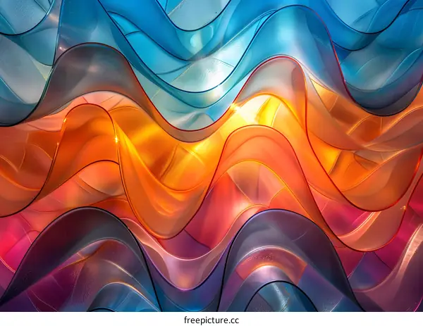 Abstract Colorful Wavy Glass Art Background