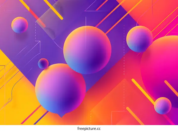 Abstract Geometric Gradient Background With Spheres