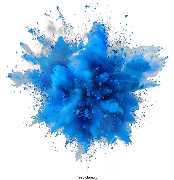 [Transparent Background PNG]Blue powder explosion on white background
