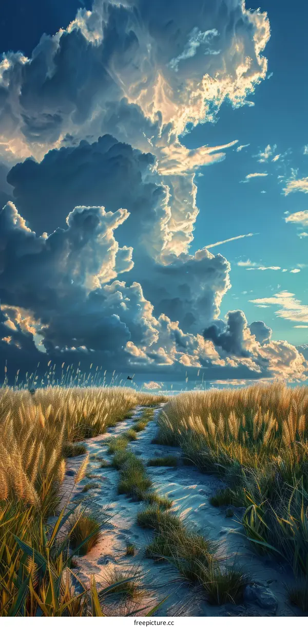 Golden Wheat Field Under Stormy Sky