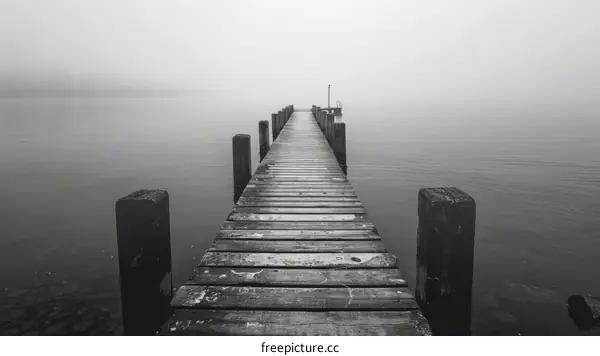 Foggy Lake with Wooden Dock