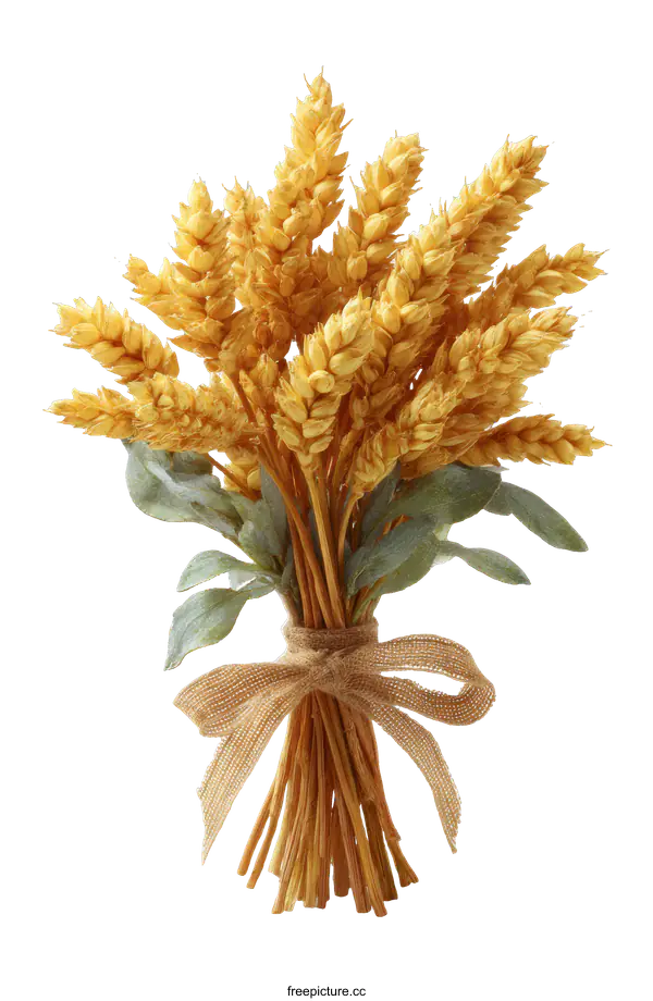 [Transparent Background PNG]Decorative Wheat Bouquet with Rustic Ribbon