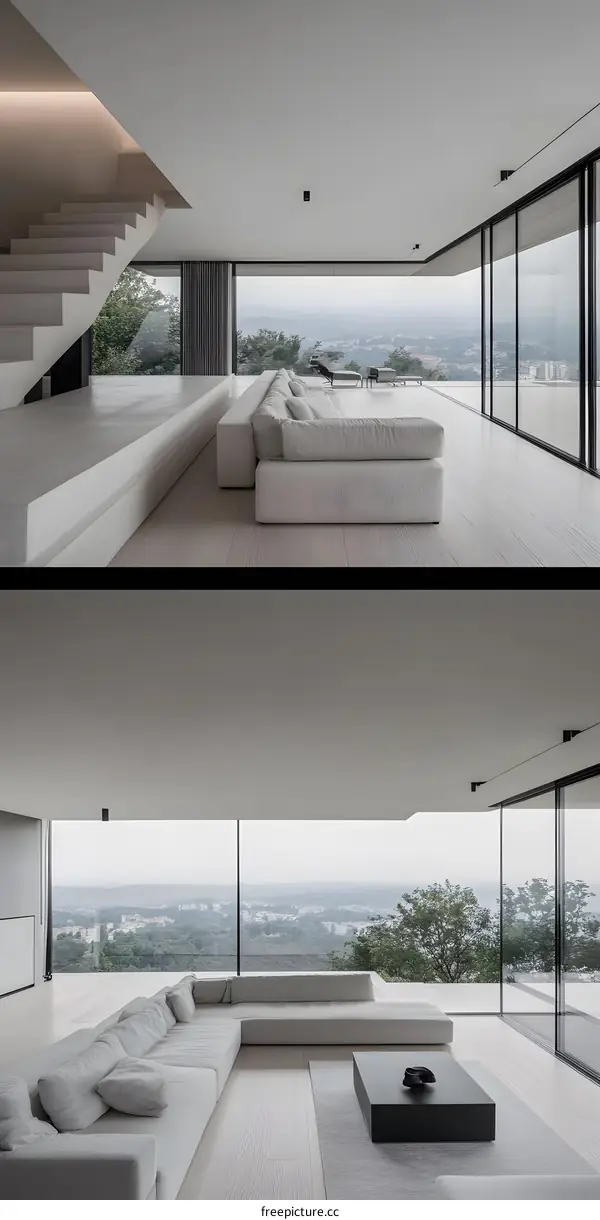 Modern Minimalist Living Room with Panoramic View