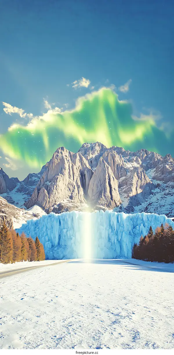 Mountain Landscape With Snowy Ground And Blue Sky