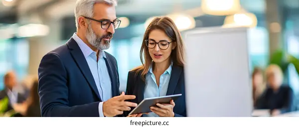 Two Business Professionals Collaborating On a Digital Tablet