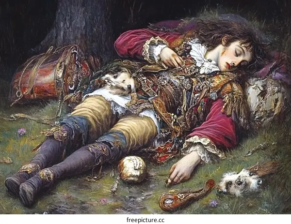 The Sleeping Hunter with His Dog