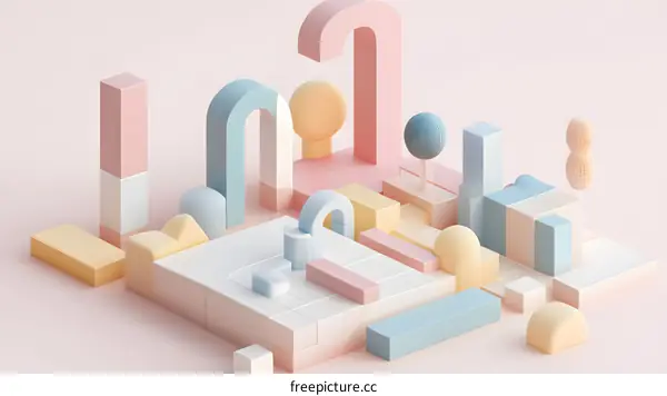 3D Abstract Shapes with Pastel Colors