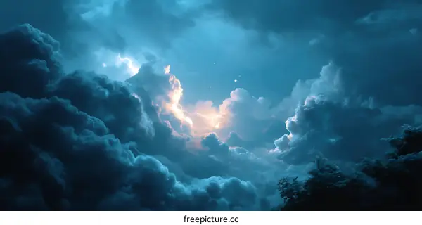 Dramatic Storm Clouds Lit by Lightning