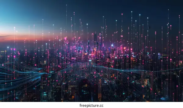 Abstract Digital Cityscape at Night