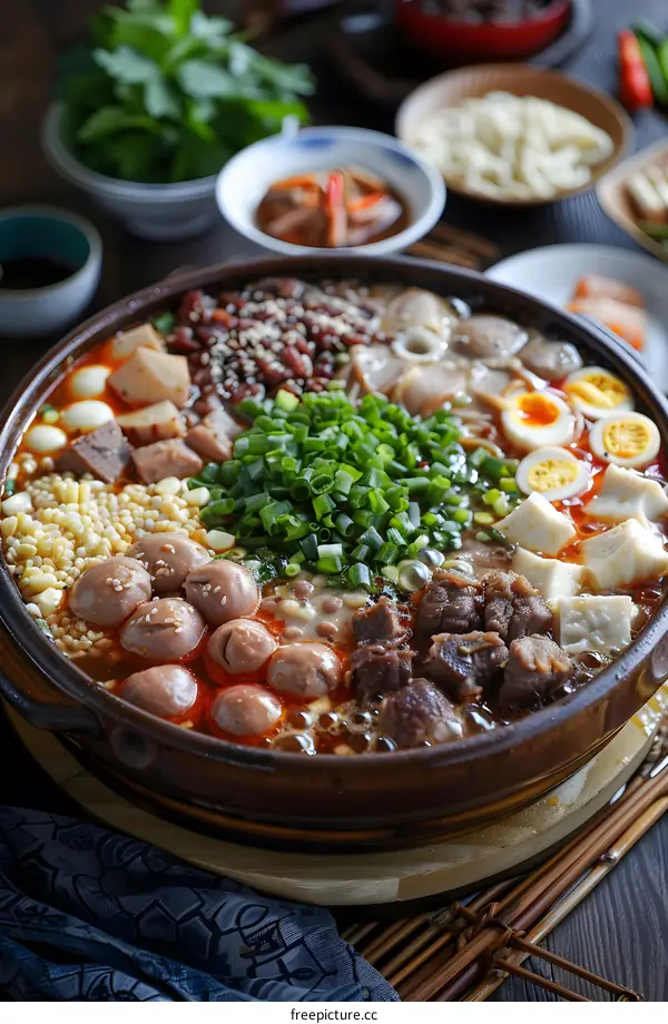 Spicy Hot Pot with Beef, Tofu, and Eggs
