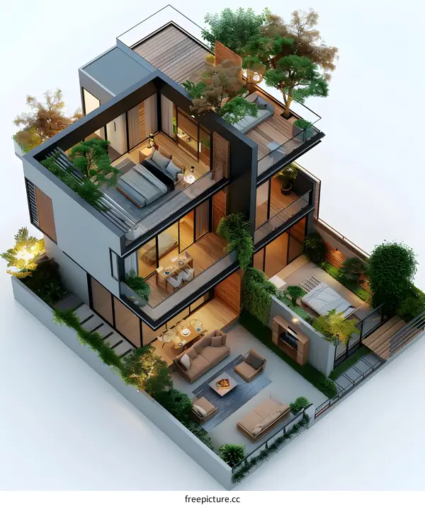 Modern house exterior and interior design