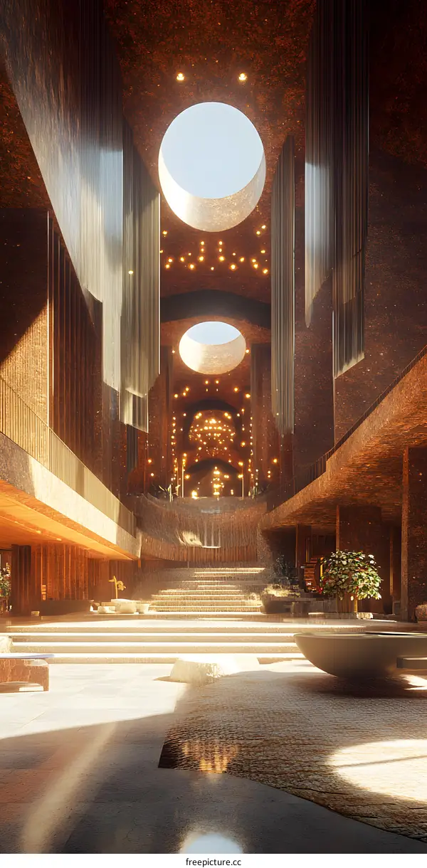 Modern Architecture Interior Design With Circular Skylights