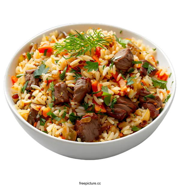 [Transparent Background PNG]Beef pilaf with carrot and onion