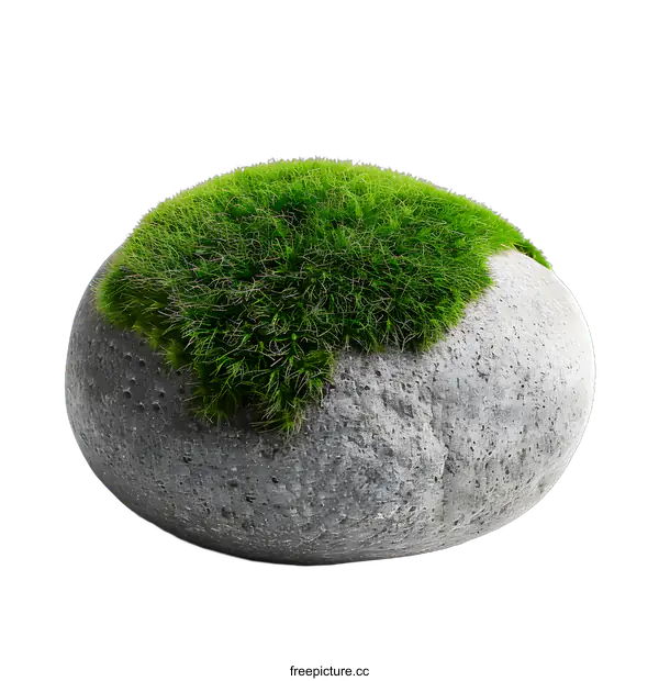 [Transparent Background PNG]Green Grass on Round Stone