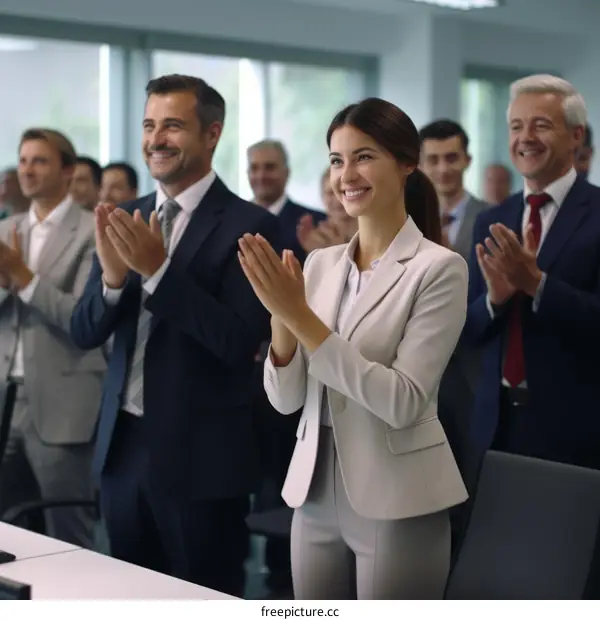Business people clapping their hands during a meeting