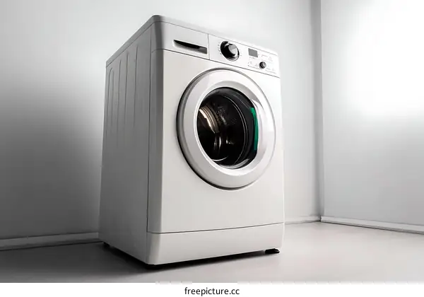 Modern White Washing Machine in a Room