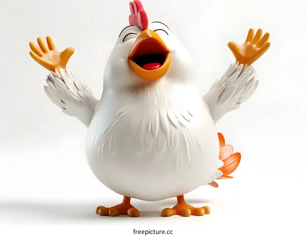 Happy White Cartoon Chicken