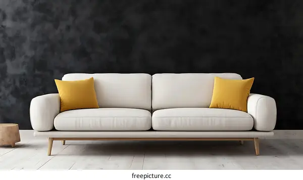 Modern Living Room Interior Design with White Sofa