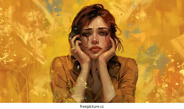 portrait of a sad girl with brown hair