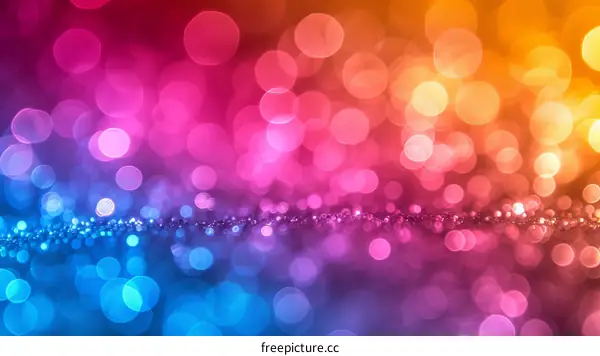 Colorful bokeh background with blue, pink, purple, and yellow lights