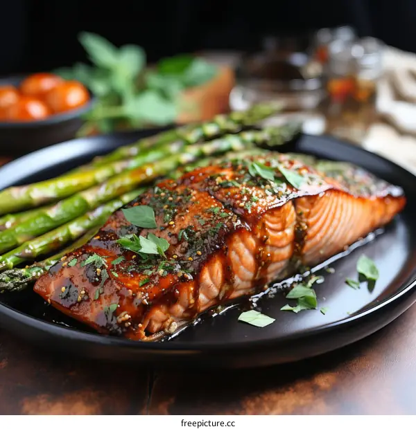 Honey Garlic Glazed Salmon with Asparagus