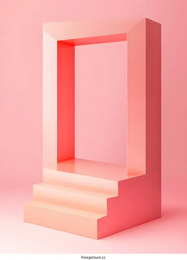 Minimalist Pink Abstract Background with Three Steps