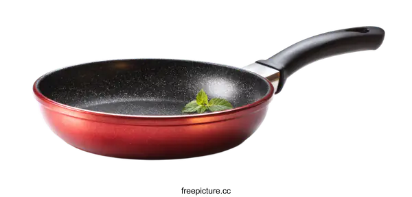 [Transparent Background PNG]Red Non-Stick Frying Pan with Granite Finish