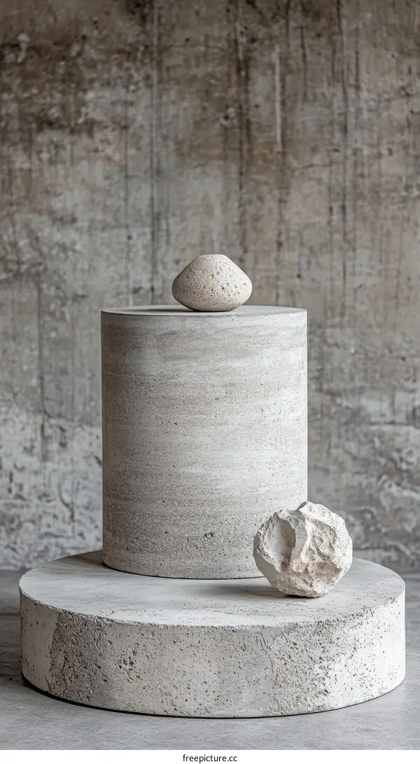 Concrete Display Stand with Decorative Objects