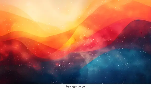 Red and blue abstract watercolor painting