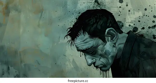 Man in Shadow with Splashes of Color Illustration