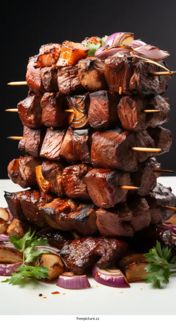 Savory Beef Skewers with Grilled Vegetables
