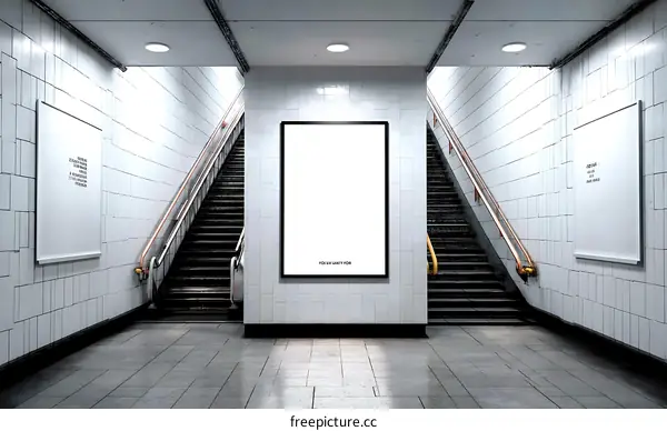 Subway Stairwell with Blank Posters