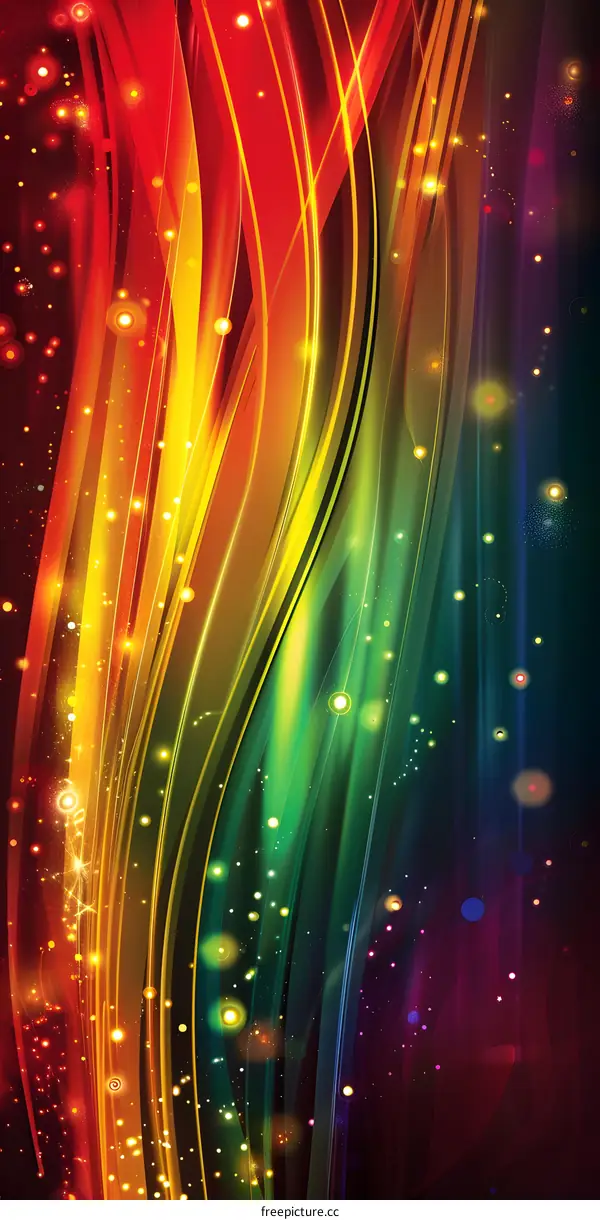Abstract Background With Wavy Lines And Colorful Lights
